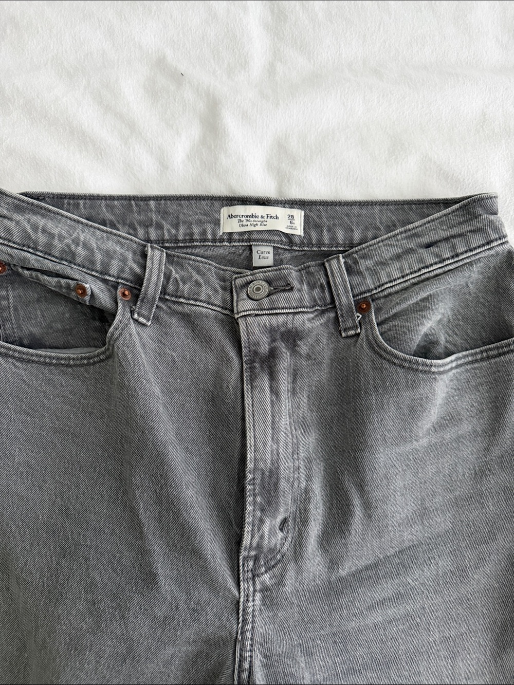 Abercrombie & Fitch Straight Leg Jeans in Washed Gray Curve Love